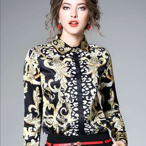 Match color printed vintage blouse  🌼